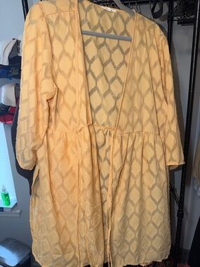 Maurices Yellow Textured Open-Front Blouse